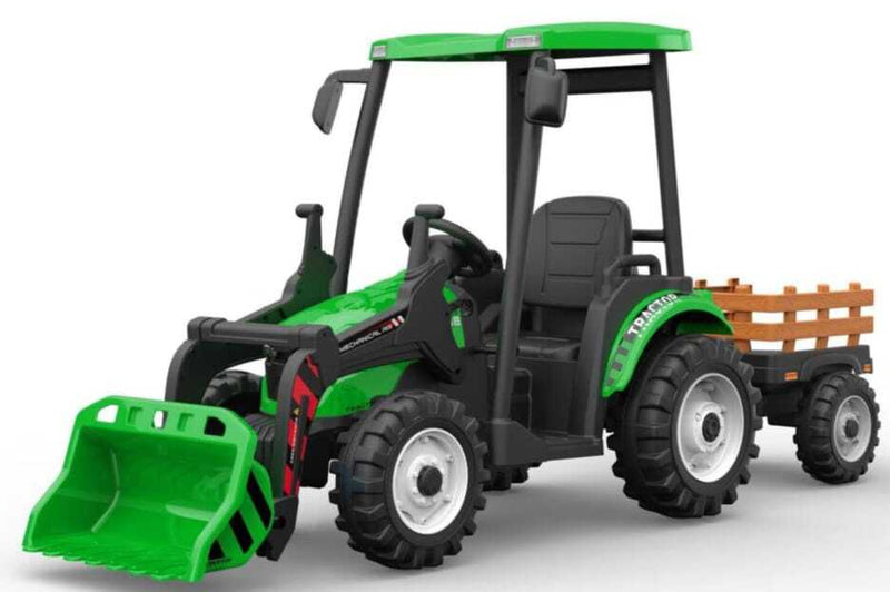 Little Riders 24V Kids Ride on Tractor with roof and trailer Farm Play Electric Ride on Car with Remote