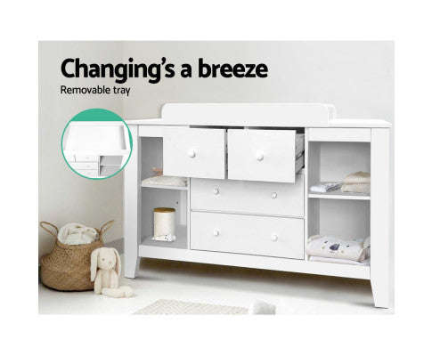Baby Direct Change Table with Drawers - White