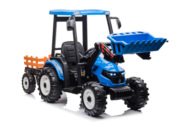 Little Riders 24V Kids Ride on Tractor with roof and trailer Farm Play Electric Ride on Car with Remote