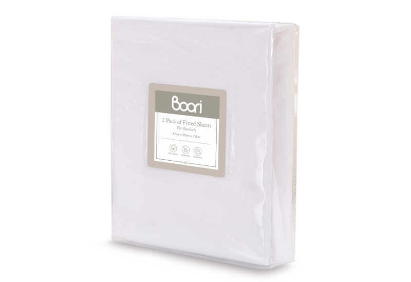 Boori Bassinet Fitted Jersey Cotton Sheet - Pack of 2 (80cm x 41cm)