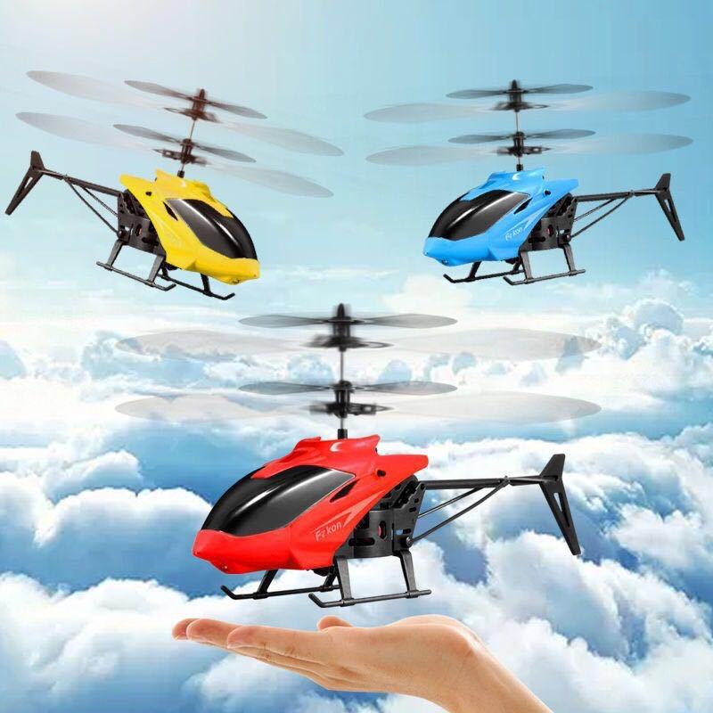 Mini RC Infrared Induction Helicopter Aircraft Drone Flashing Light Toys Christmas Gift Blue